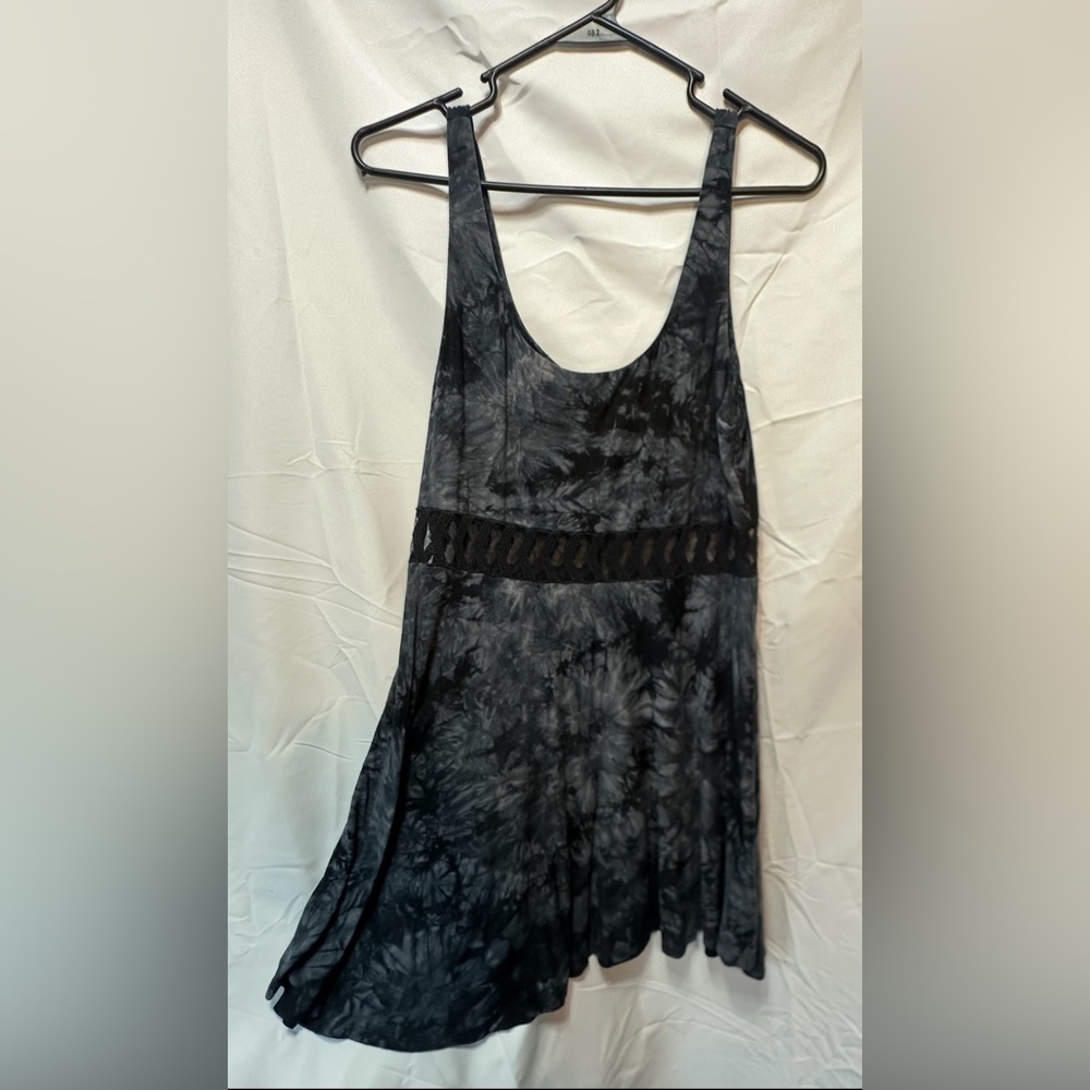 Woman’s Tank Dress Black and Gray Tie-Dye Dress